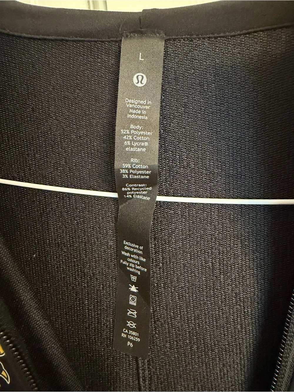 lululemon athletica Black Kids Jacket with Yellow Hornet Graphic